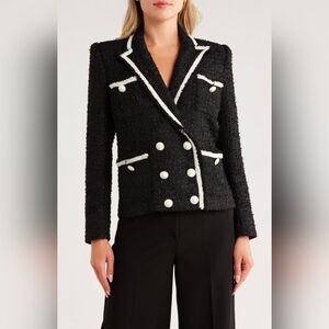 L’agence Alectra Doble Textured Black Tweed Jacket size 4 Blazer Business Casual